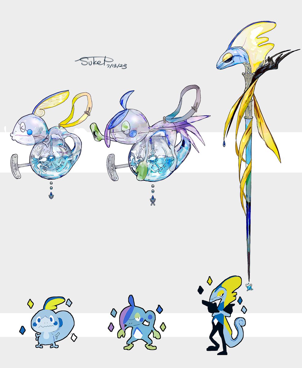 sobble pokemon (creature) closed mouth white background no humans yellow eyes smile standing  illustration images