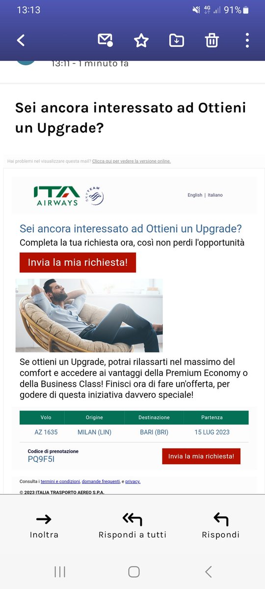 RoxyTomas's tweet photo. @ITAAirways #ITAAirways ma è uno scherzo? Il volo è stato cancellato. Non riesco a parlare con un operatore. Sui social non rispondete. E avete il coraggio di chiedere un upgrade? Che sistema usate??? https://t.co/mXbxQsqL0E