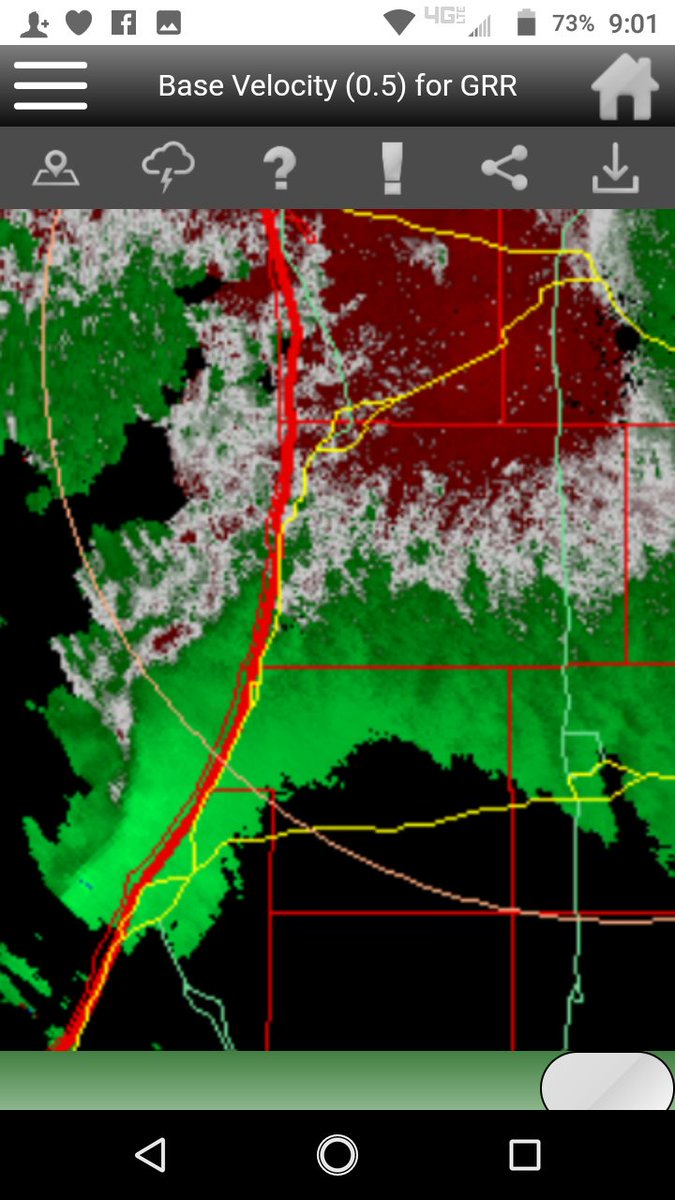 GOESguyHarlie's tweet photo. .@JeffPorterWX @weathermankeith @FoxWeatherman @ellenbacca , a few of us #wxgeeks think there might be something to the van Buren county storm. Decent rotation, cc appeared to show TDS and it lines up with velocity rotation. We think one might have dropped around I-94 n southofit https://t.co/SkwdB7puZd