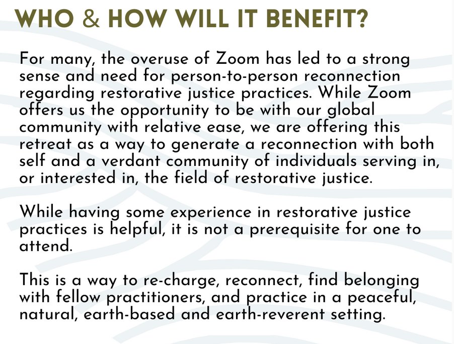 In Person Restorative Justice Retreat in Colorado - mailchi.mp/4e7695a80a43/r…