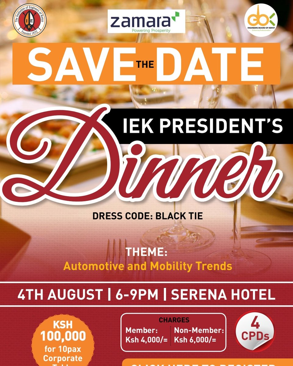 The theme of the IEK President's Dinner will be on Automotive and Mobility Trends. Book a corporate table today! book.iek.events/events/RVYtMjM… @EngineersBoard #IEKPresidentsDinner