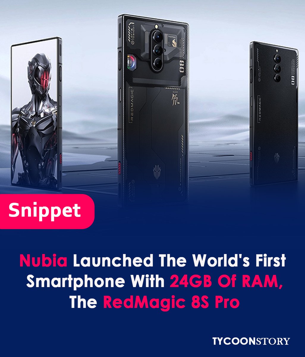 TycoonStoryCo's tweet image. Nubia has recently launched the REDMAGIC 8S Pro+ smartphone, which boasts the distinction of being the world&apos;s first smartphone to offer a massive 24GB of RAM
#REDMAGIC8SPro #REDMAGIC8SProPlus #gaming #smartphones #Nubia  #OLEDdisplay #Snapdragon8Gen2 #RAM #selfiecamera @Nobia