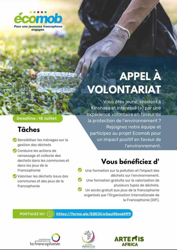 JospinKatumbi's tweet photo. Êtes-vous intéressé par la protection de l'environnement?
 🌍
Participez au projet #Ecomob

Voici le lien d'enregistrement:
https://t.co/E5uEZXI0Qa

Deadline: 18juillet

@malika_esther https://t.co/TOp0OMXRtI