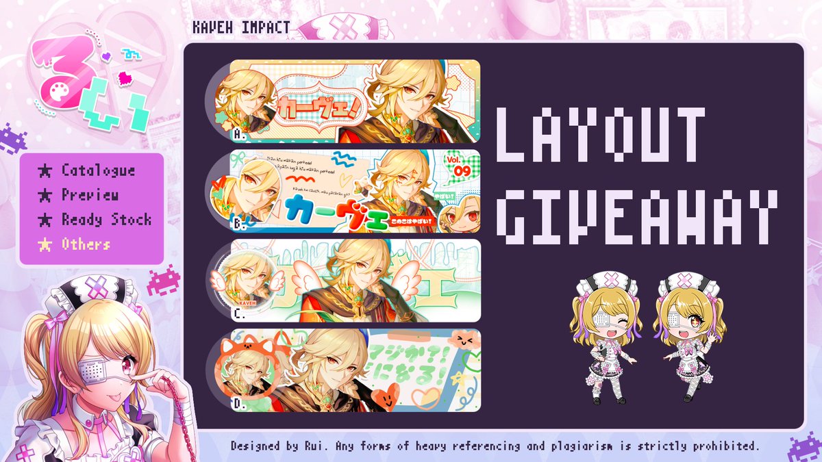 Help RT? Thank uu! 

Karena udah dijajanin sama kak anon, aku mau giveaway layout Kaveh nih :3 stay tune di jam 20.00 WIB yaa! untuk syaratnya scroll down tweet ini yaaa #zonauang #zonajajan #zonaba #zonabu