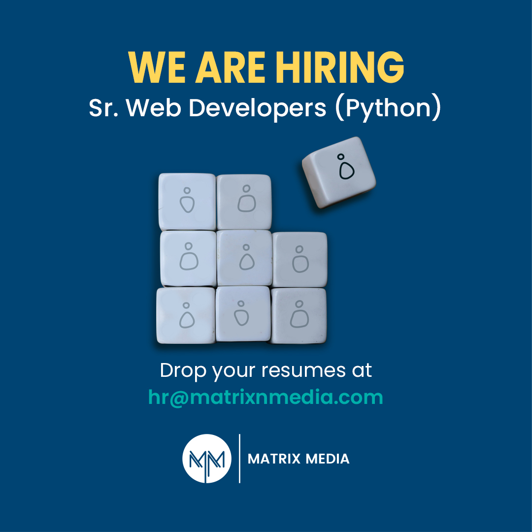 MatrixMediaSol's tweet photo. Join our team. We're hiring Sr.Web Developer.
#immediatejoiners
#interested candidate, share your CV at hr@matrixnmedia.com and hr.debjani@matrixnmedia.com.
#hiring #webdeveloper #communication #solution #python #developer #friendlyenvironment #like #share #matrix #matrixmedia https://t.co/BOLyfxa3Jq