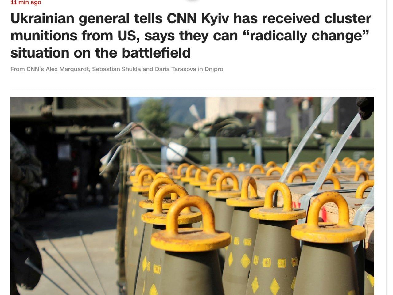 FLASH on Twitter: "⚡️Ukraine has already received cluster munitions ...