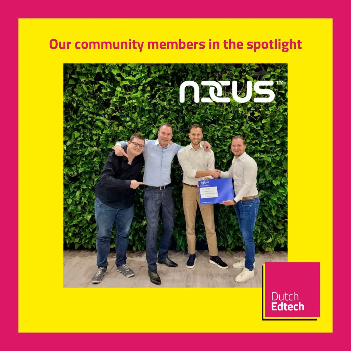 🎓 Our community members in the spotlight

@Nxus received the Rabobank Innovation Loan of €150k to eliminate discrimination in the hiring process of students and graduates. 

Dutch EdTech congratulates Nxus and its founders! For more info, full blog here: buff.ly/3pLYAPB
