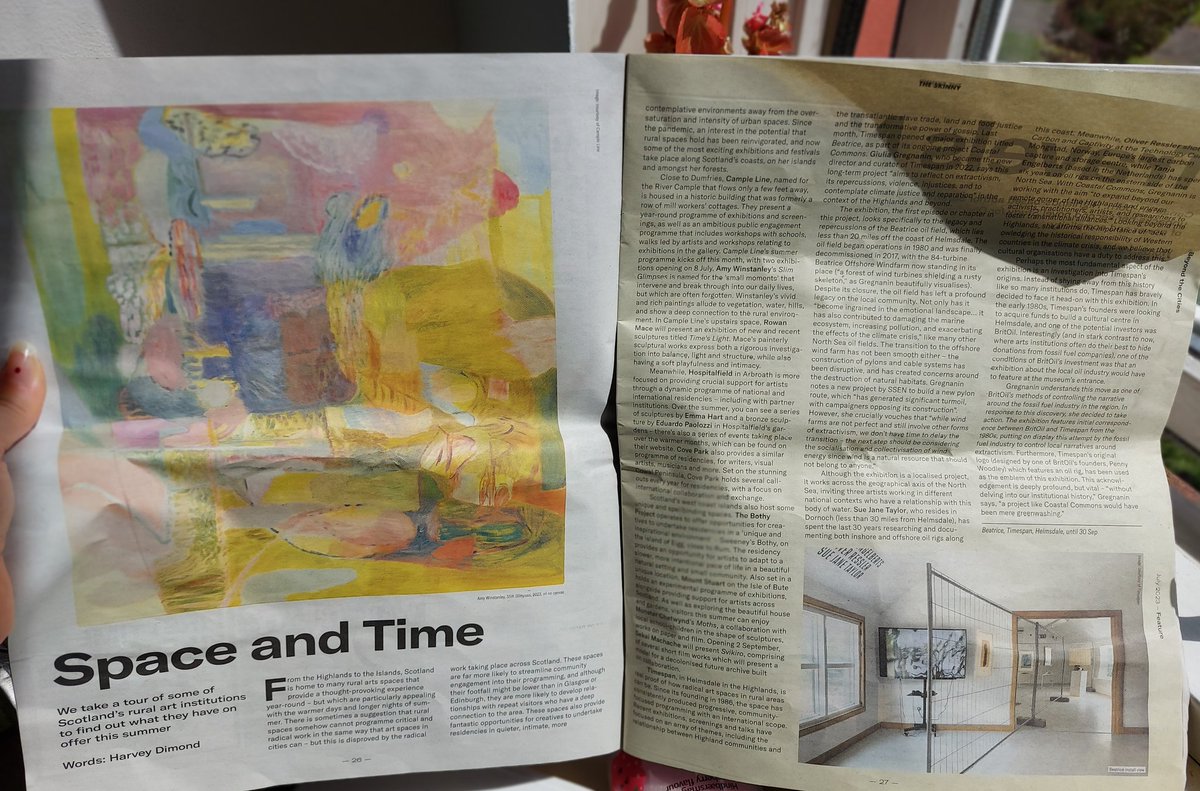 Timespan's tweet photo. We finally got our hands on @theskinnymag July edition and loved the article about #Timespan & our new exhibition #BeatriceTransitionUnderPetrocapitalism
"Timespan is the real proof of how radical art spaces in rural areas can be"
Get your copy today to discover more! https://t.co/PTEU8yMaqI