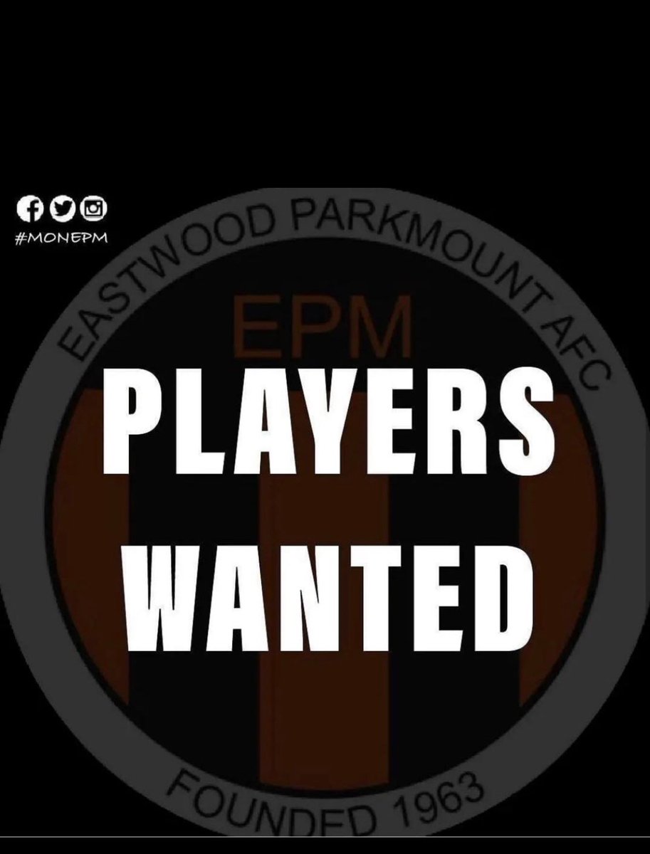 We are looking to add to our squad for the upcoming season. Pre season training starts this Saturday @whitecrsigs rugby club 1pm. DM for further details. ⚽️⚫️🟠⚫️