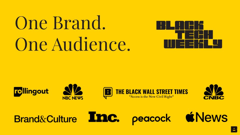 At 11am today, the news will hit the wire that <a href="/BlackTechWeek/">Black Tech Week</a>  has launched a new media company, Black Tech Weekly. It's designed to tell the stories of exceptional  Black founders, 365 days a year. 🧵