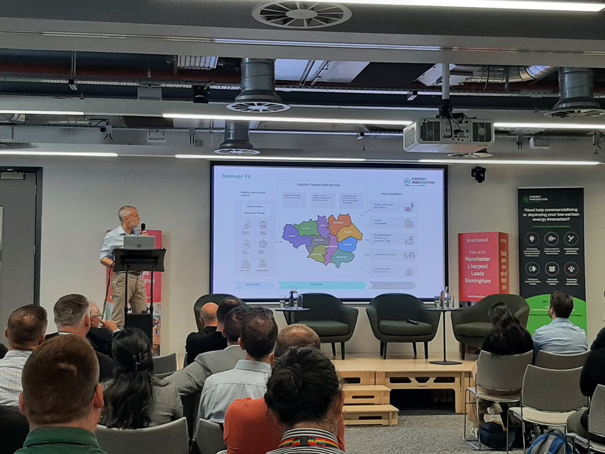 We're at “Net-Zero for Greater Manchester - challenges and innovation opportunities” hosted by <a href="/EIAgency_/">Energy Innovation Agency</a> at @circlesquaremcr, <a href="/BW_SciTech/">Bruntwood SciTech</a>. At the event innovators &amp; end-users are discussing key energy challenges &amp; solutions to achieving #netzero like #greenskills and innovation