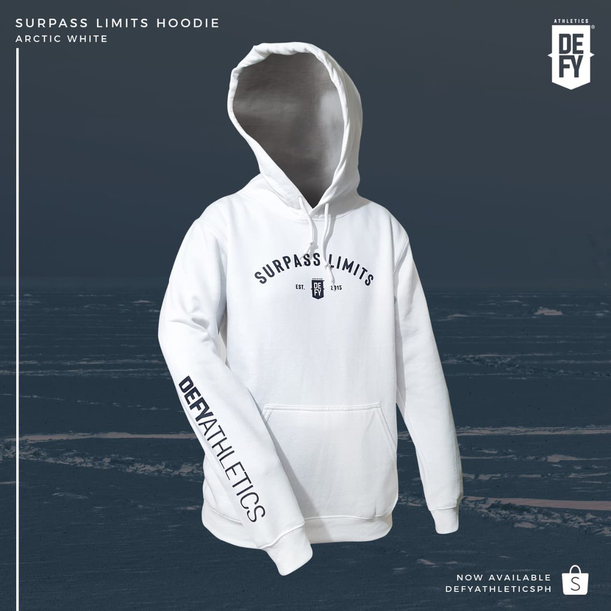 defy_ph's tweet photo. Ready for Hoodie Season! 🌧
The Surpass Limits hoodies are now available in our official shopee store! https://t.co/XhITYb7leF

Made of 50% Cotton / 50% polyester preshrunk fleece knit, this hoodie is perfect for the rainy season. 

Get yours for Php 1250!

Supply is Limited! https://t.co/13d1pScQWc