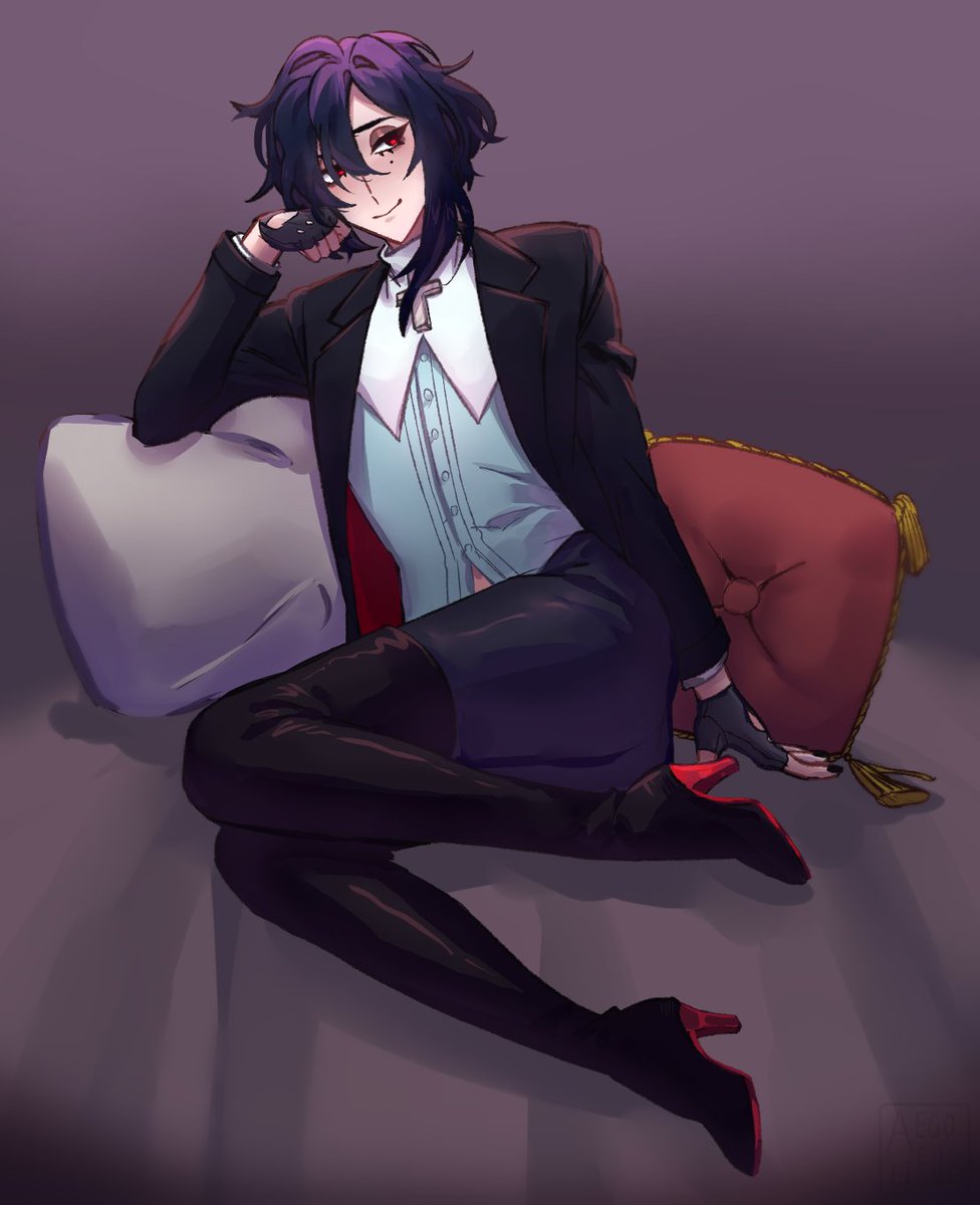 a_funereus's tweet image. artfight attack for @alli_ens !!! pretty anime men in thigh highs will always get me🥴