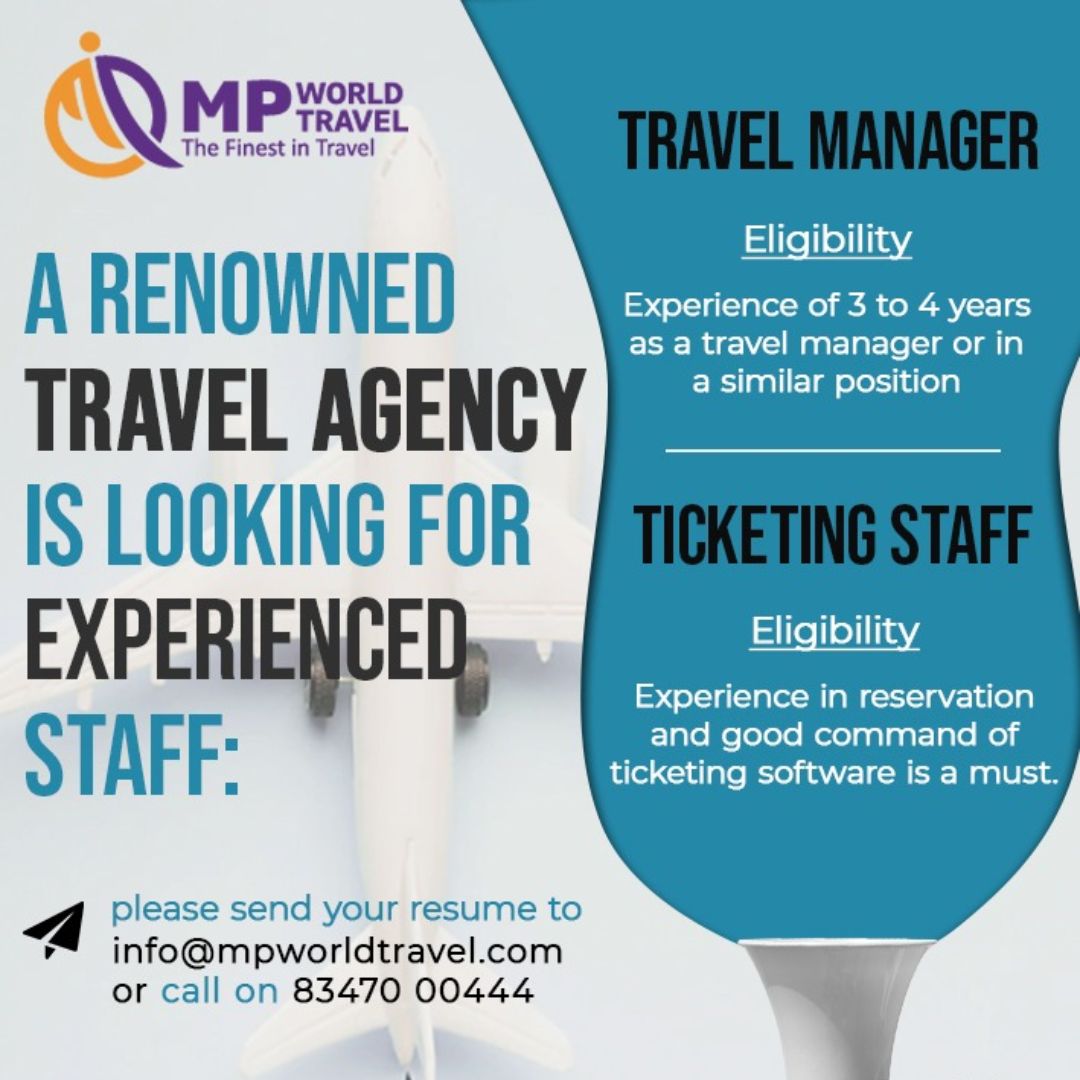 FinancialMp's tweet image. Are you ready to take the next step in your career in the #travel industry? 

Send your resumes to info@mpworldtravel.com and become a part of a dynamic team. (1/2)

#MPworldtravel #ticketmanager #travelagent #vacancy #vacancyalert #vacancyannouncement #travelindustry #team