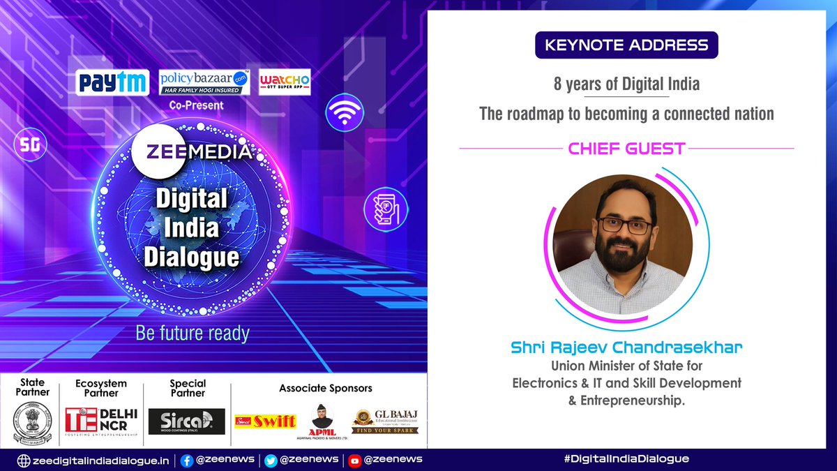 ZeeNews's tweet photo. डिजिटल इंडिया ने कैसे बढ़ाई भारत की ताकत ? 

#DigitalIndiaDialogue #ZeeDigitalIndiaDialogue 
@Rajeev_GoI @JournoPranay 

WATCH LIVE
https://t.co/KvppFEAgfh https://t.co/0eq9ZWQ39a
