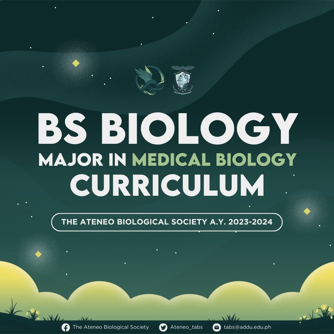 Ateneo_tabs's tweet photo. Are you leaning towards a medically inclined course? See what the Ateneo BS BIOLOGY MAJOR IN MEDICAL BIOLOGY has to offer!

Here is the curriculum guide of the MEDICAL BIOLOGY program for the Academic Year 2023-2024. 

To access the pdf file, visit https://t.co/1QBgWIoBFU https://t.co/KaB0GuY17o