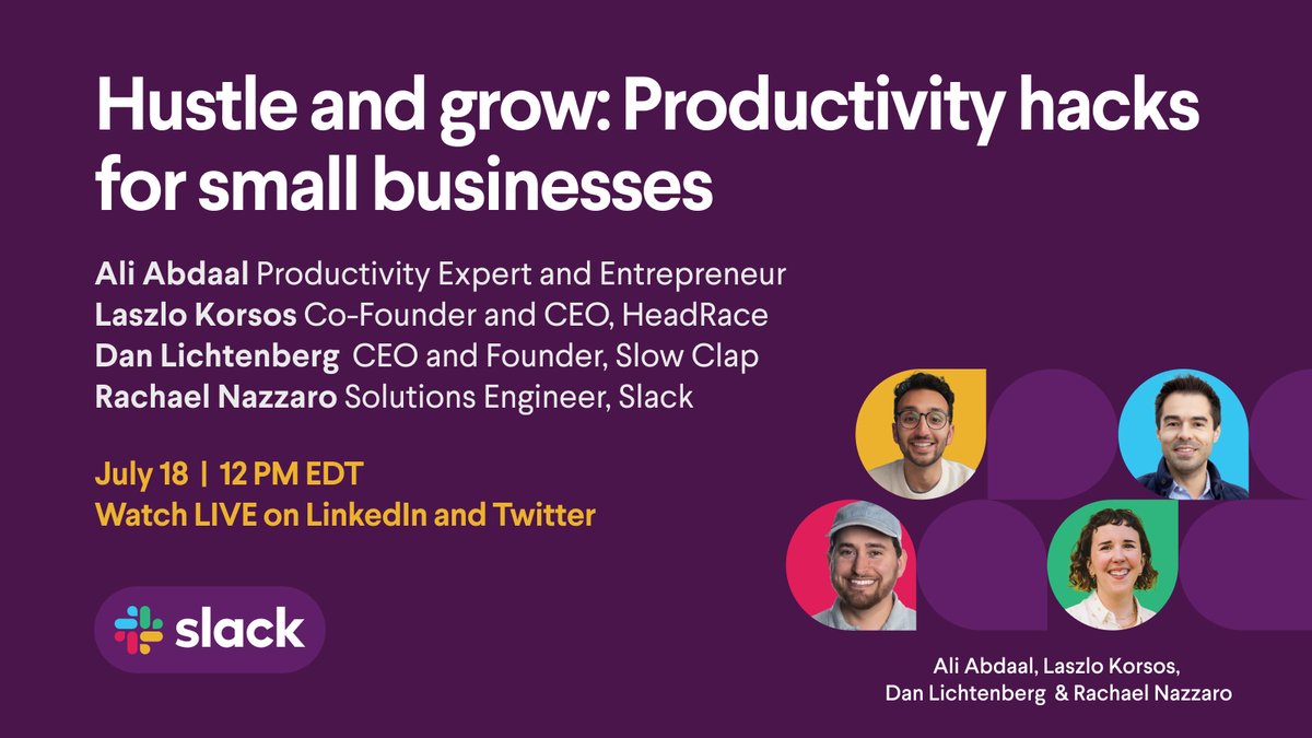 AliAbdaal's tweet image. Hey gang, join me and @SlackHQ for a live convo next Tuesday 18/7. We’ll be chatting about how small businesses can use productivity hacks to grow.

Register here: bit.ly/AliLivestreamTW #SlackPartner #AD