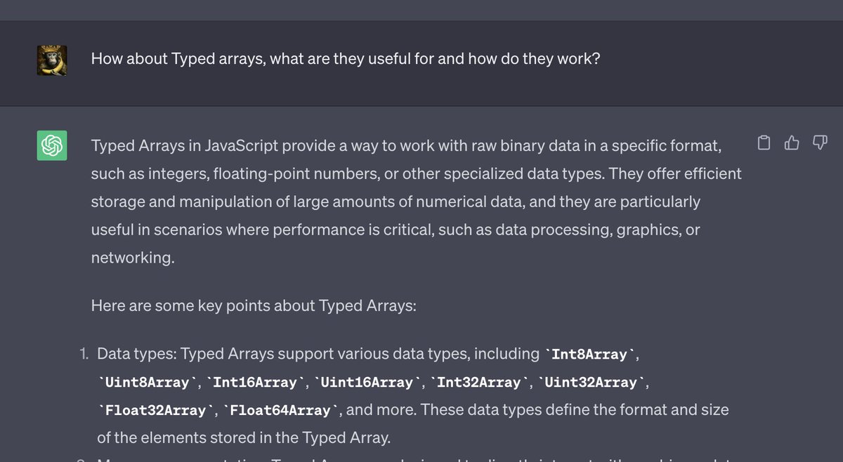 apedotjs's tweet image. #ChatGPT #typedarrays