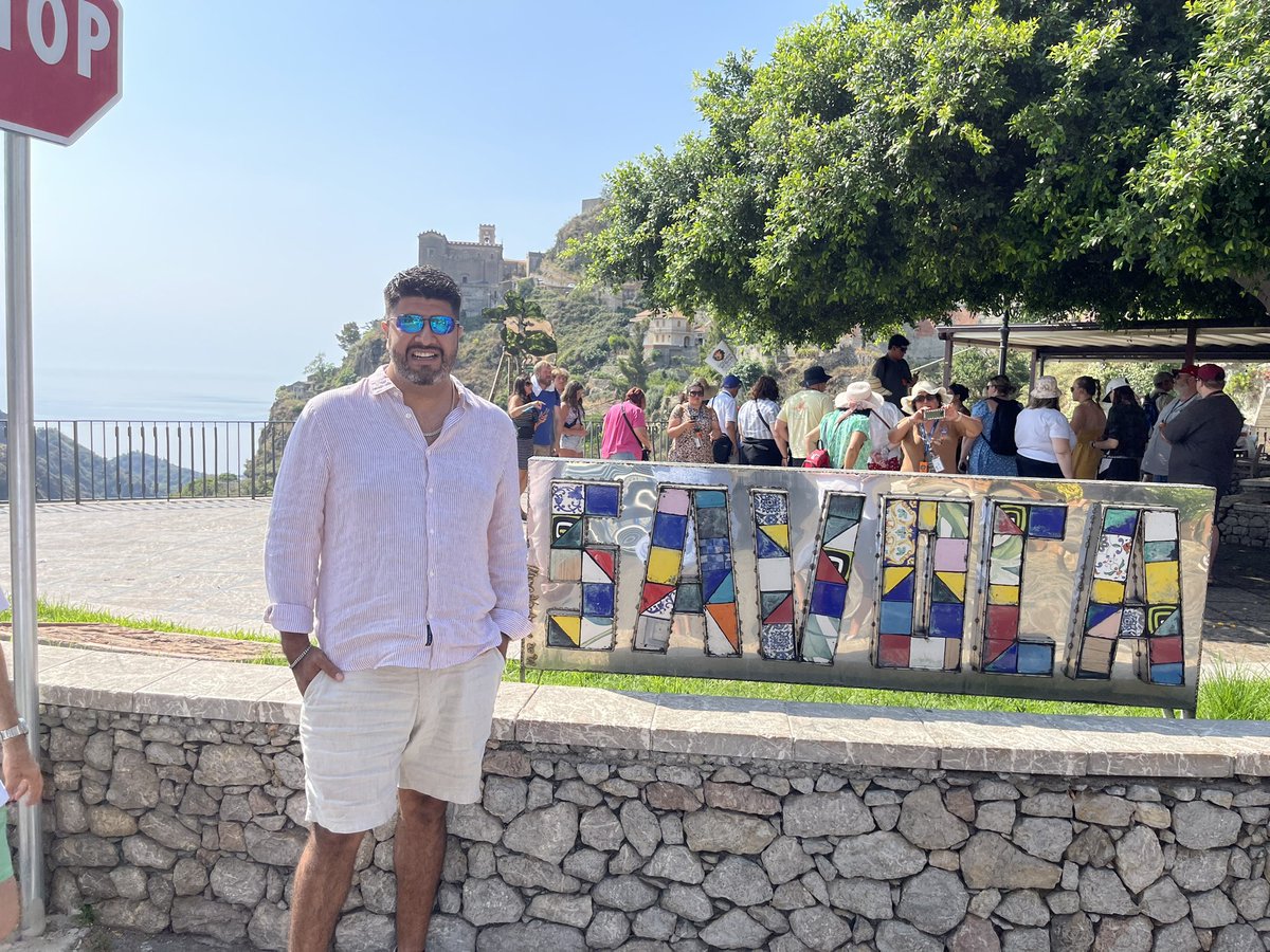M__Sierra's tweet photo. Victoria surprised me with a visit to Savoca where The Godfather was filmed. 

We sat in the same location where Michael had Fabrizio translate for him in regards to letting Signor Vitelli letting Michael get to know Apollonia with intent to marry. https://t.co/9UcusQjQGm