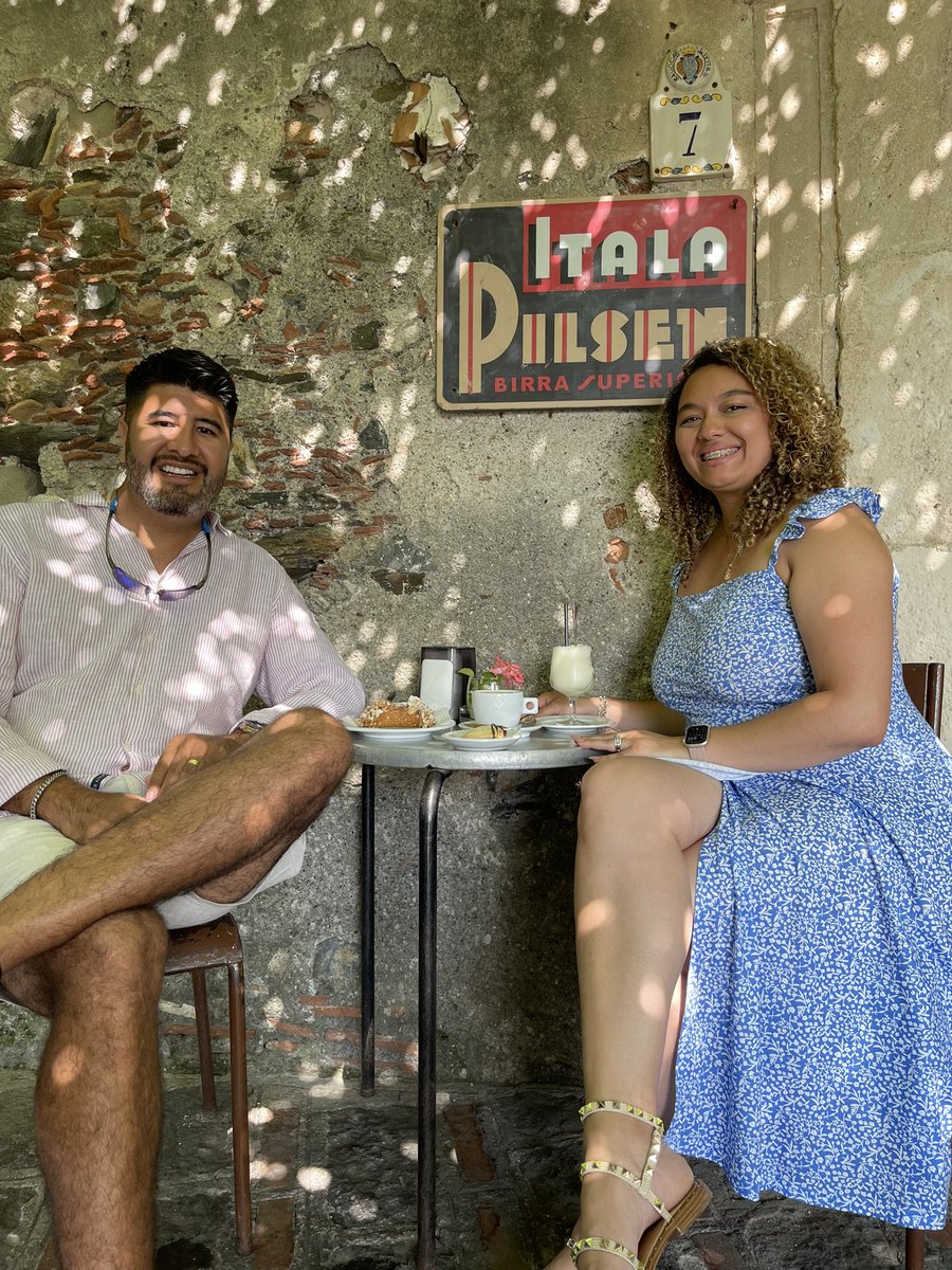 M__Sierra's tweet photo. Victoria surprised me with a visit to Savoca where The Godfather was filmed. 

We sat in the same location where Michael had Fabrizio translate for him in regards to letting Signor Vitelli letting Michael get to know Apollonia with intent to marry. https://t.co/9UcusQjQGm
