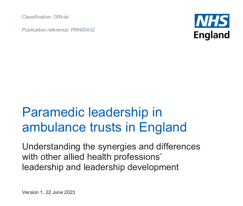 New <a href="/NHSEngland/">NHS England</a> report:  

“#Paramedic leadership in #ambulance trusts in England: Understanding the synergies &amp; differences with other allied health professions’ leadership &amp; leadership development.”  

⏩ naru.org.uk/paramedic-lead…

#AHPs <a href="/ParamedicsUK/">Royal College of Paramedics</a> <a href="/WeAHPs/">WeAHPs 💙</a> #AHPsDeliver