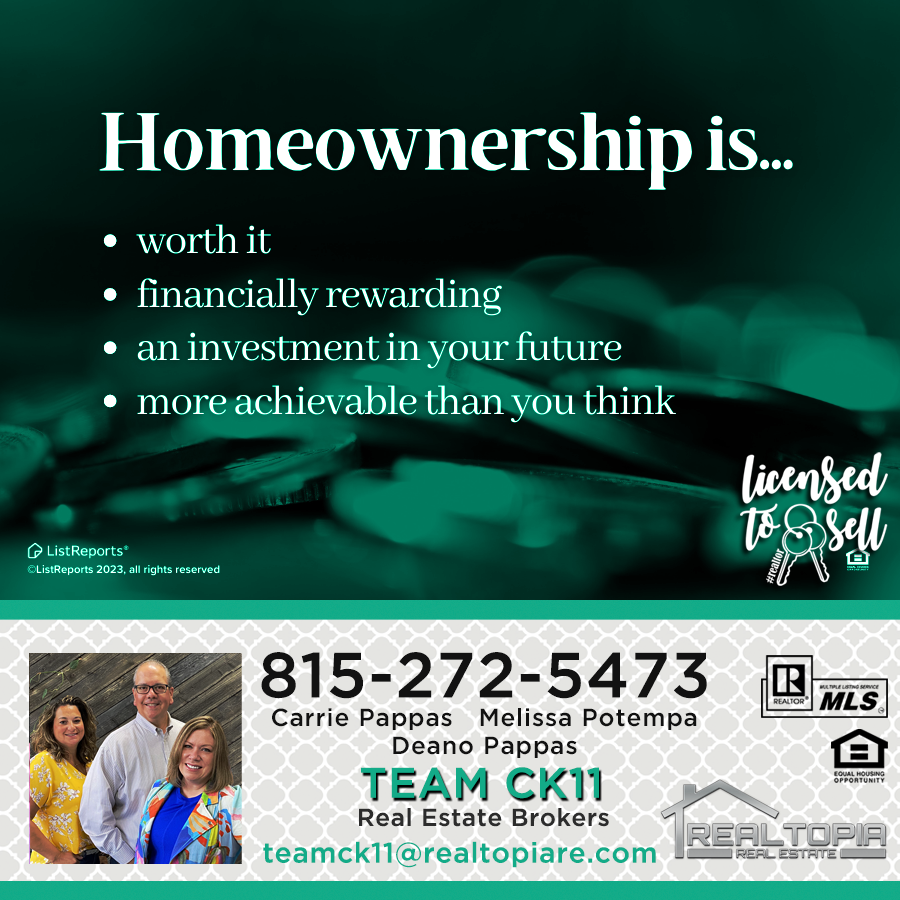 Ck11Team's tweet photo. Carrie Pappas and her TEAM CK11 - Realtopia Real Estate make Real Estate less complicated. 815-272-5473 #teamck11 #realtopia #happyhoming #sellwithteamck11 #buywithteamck11 https://t.co/ARwek1OFRb