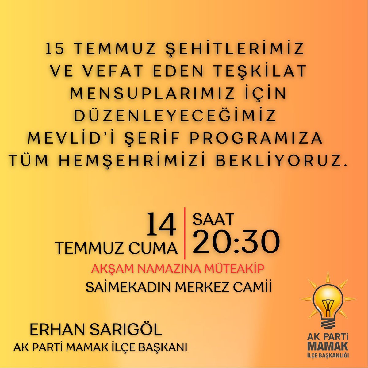 erhansarigol's tweet photo. Gururumuz, kahramanlarımız 15 Temmuz şehitlerimizi, .. Yol ve dava arkadaşlarımızı Rahmetle, Minnetle, hasret ve özlemle anıyoruz… https://t.co/5aU5pwovUi