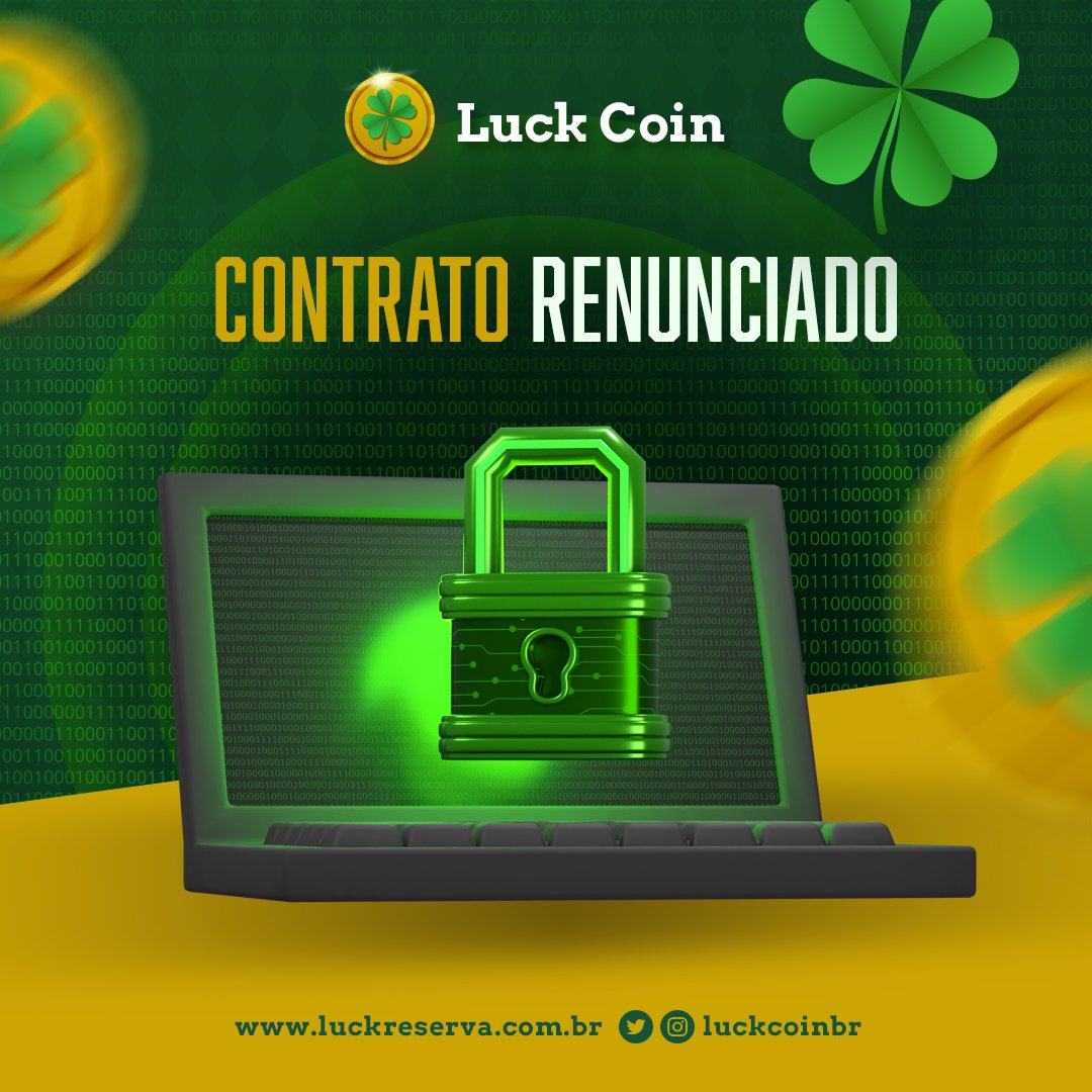 luckcoinoficial's tweet photo. Contrato renunciado ��
Se posicionem!!! 🚀🍀

#luckcoin #luck #token #bitcoin https://t.co/TNUwnAWmoM