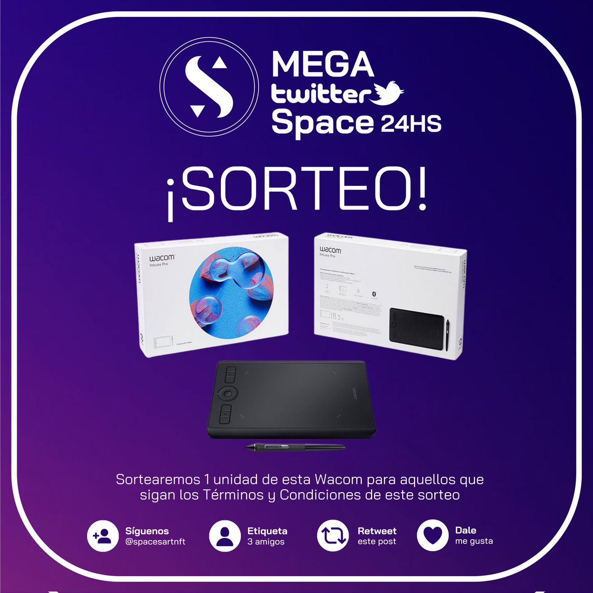 Space Art | Marketplace (@spacesartnft) on Twitter photo 📣 ¡SORTEO ESPACIAL! 🌌✨ ¡Únete a nosotros en nuestro evento Mega Twitter Space 24hs este 15 de julio para tener la oportunidad de ganar una "Wacom Intuos Pro"! 🖌️🎁
Para participar:
1️⃣ Sígue a @spacesartnft y <a href="/GuillermoDiazGr/">Ⓜ️emorama.eth 🐷🟪🧩🔜</a>
2️⃣ Dale 💜 a esta publicación
3️⃣ Etiqueta a 3 📣 ¡SORTEO ESPACIAL! 🌌✨ ¡Únete a nosotros en nuestro evento Mega Twitter Space 24hs este 15 de julio para tener la oportunidad de ganar una "Wacom Intuos Pro"! 🖌️🎁
Para participar:
1️⃣ Sígue a @spacesartnft y <a href="/GuillermoDiazGr/">Ⓜ️emorama.eth 🐷🟪🧩🔜</a>
2️⃣ Dale 💜 a esta publicación
3️⃣ Etiqueta a 3