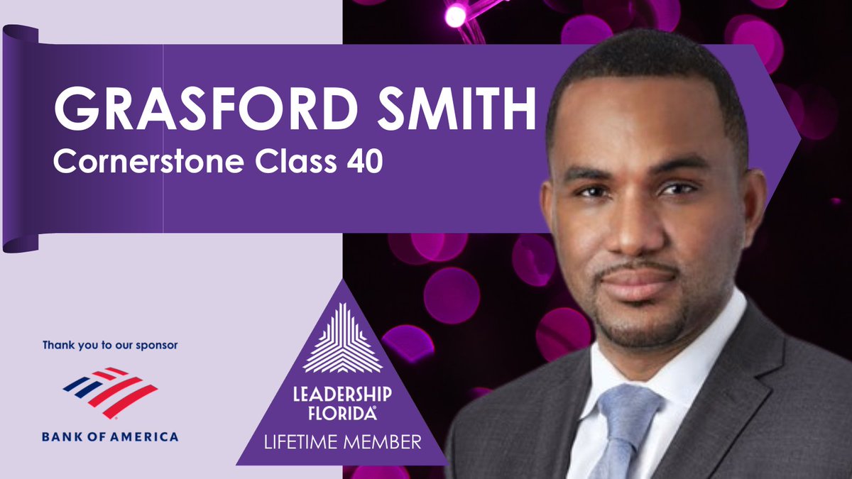 LeadershipFla's tweet photo. #LifetimeMember Spotlight: Grasford Smith (#CornerstoneClass40 #XLerators, #GulfstreamRegion). Thank you for your continued support of Leadership Florida!

Sponsor: @BankofAmerica https://t.co/i7zBaHqfiJ