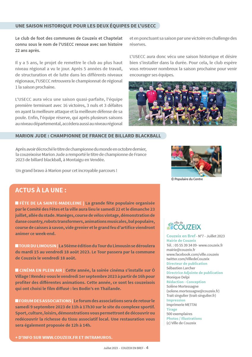 [#Actu] 📢 Le septième numéro du "Couzeix en BREF" est disponible !

📎 Retrouvez la version en ligne ici : calameo.com/read/000715457… ou consultez-le directement depuis Facebook ⬇⬇