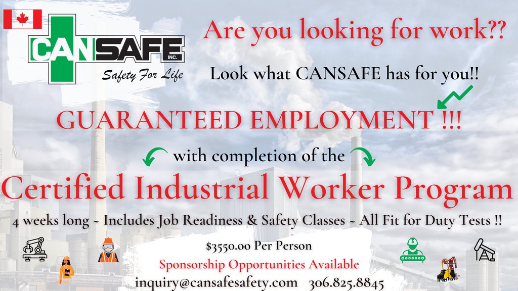Looking to make a career change? Looking for a job in the Oil &amp; Gas industry ?

Contact us today to book your spot or for more information
306-825-8845  inquiry@cansafesafety.com 
#THINKLLOYDFIRST
#shoplocal
#oilandgas
#lookingforwork