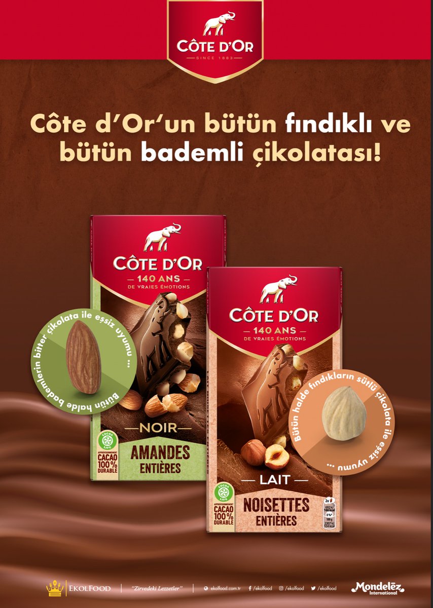 Dünyaca ünlü Belçika çikolatası Cote d’Or markası 1883 yılında üretime başlayan ve günümüze kadar gelen 140 yıllık bir lezzeti ile artık Ekol Food'da...

.

.

.

.

#ekolfood #mondalez #tasty #delicious #cotedor #almond #bitter #coffe #hazelnut #red