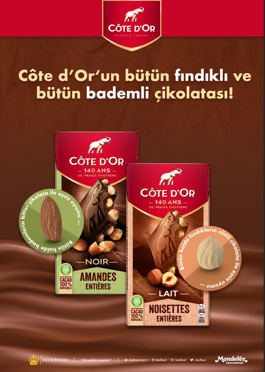 ekolfood's tweet photo. Dünyaca ünlü Belçika çikolatası Cote d’Or markası 1883 yılında üretime başlayan ve günümüze kadar gelen 140 yıllık bir lezzeti ile artık Ekol Food'da...

.

.

.

.

#ekolfood #mondalez #tasty #delicious #cotedor #almond #bitter #coffe #hazelnut #red https://t.co/2BJMpvO3fD