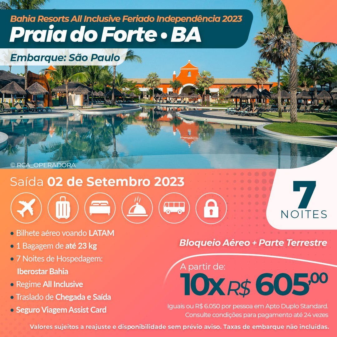 RicardoWhitton's tweet photo. #Bahia #Resorts All Inclusive #Feriado #Independência 2023
Pacote #Praia do #Forte

Saída 02/09/2023 de São Paulo

Contato ricardo@rwh-viagens-e-turismo.com.br

Site https://t.co/TJ3THhM1ZV

#nordeste #brasil #lazer #viagens #viagensbrasil #agentedeviagens https://t.co/tIGS5UFDas