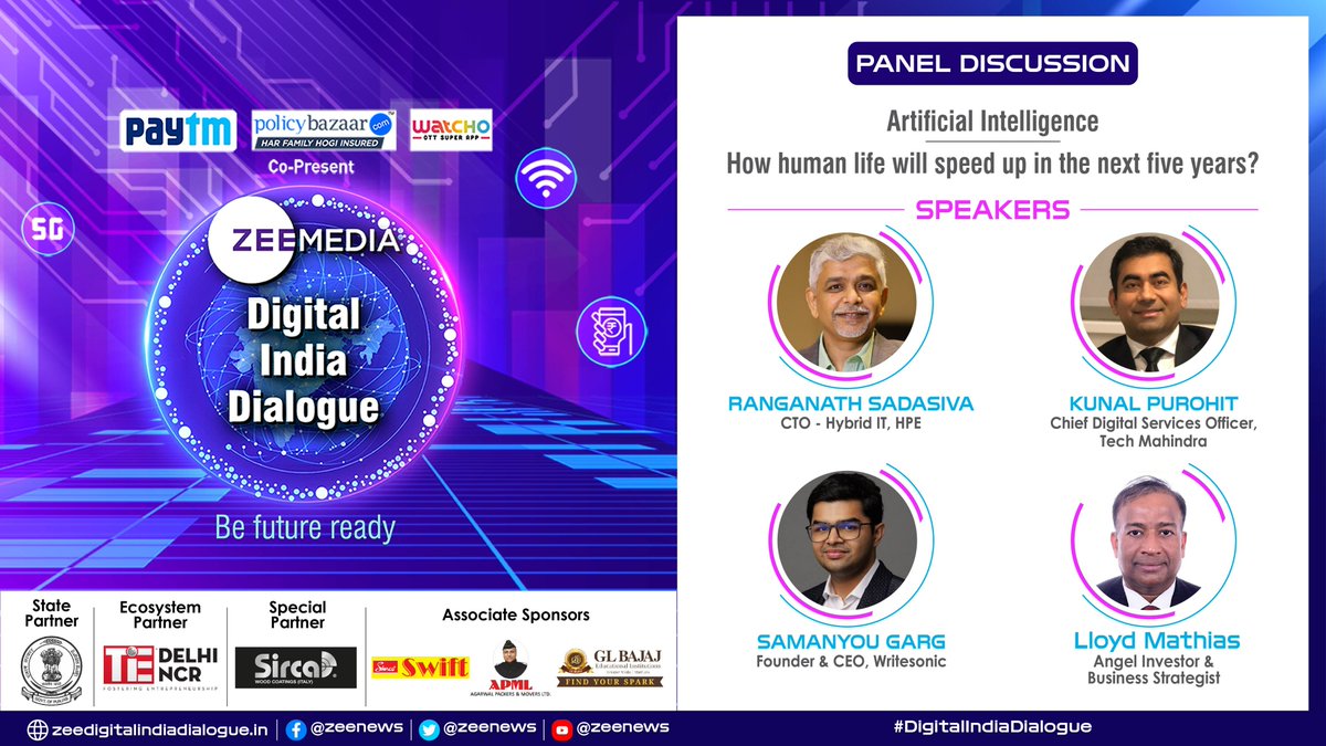 ZeeNews's tweet photo. How human life will speed up in the next five years ?

Watch panel discussion on #ArtificialIntelligence 

#DigitalIndiaDialogue #ZeeDigitalIndiaDialogue #NewIndia #technology

WATCH LIVE https://t.co/KvppFEAgfh https://t.co/FY4oEJeU24