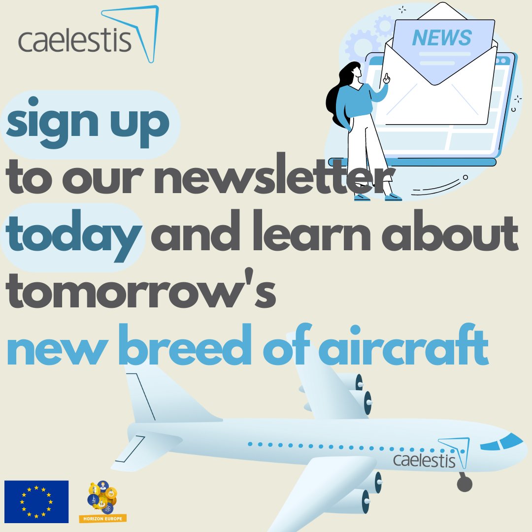 💡 Interested in the latest news from our #HorizonEurope project?

✈️ Want to find out how #EuropeanResearch is enabling tomorrow's #carbonzero aircraft? 

📩 Sign up to our newsletter today!

bit.ly/caelestis-news…