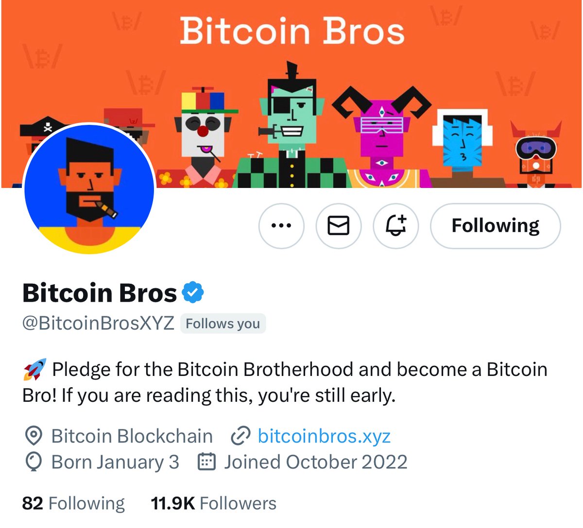 🚨 BITCOIN BROS WL GIVEAWAY!! 🚨

The Bitcoin Bros have graciously given our community 20 WL spots for their upcoming project.

To enter:  
- Like ✅+ RT 🔁
- Follow 🦍🍌🦍🍌
<a href="/BtcKongz/">BTC Kongz 🟧</a>
 &amp; 
@BitcoinBrosXYZ
- Tag 3 Friends 👇  

Winners announced in 72 hours. Good luck 🍀