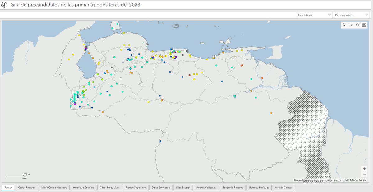 👉👉👉A propósito del debate #HablanLosCandidatos les recordamos que pueden consultar el mapa de monitoreo de la gira de los precandidatos opositores para las primarias en el siguiente enlace: venezuela360.org/arcgis/apps/op…