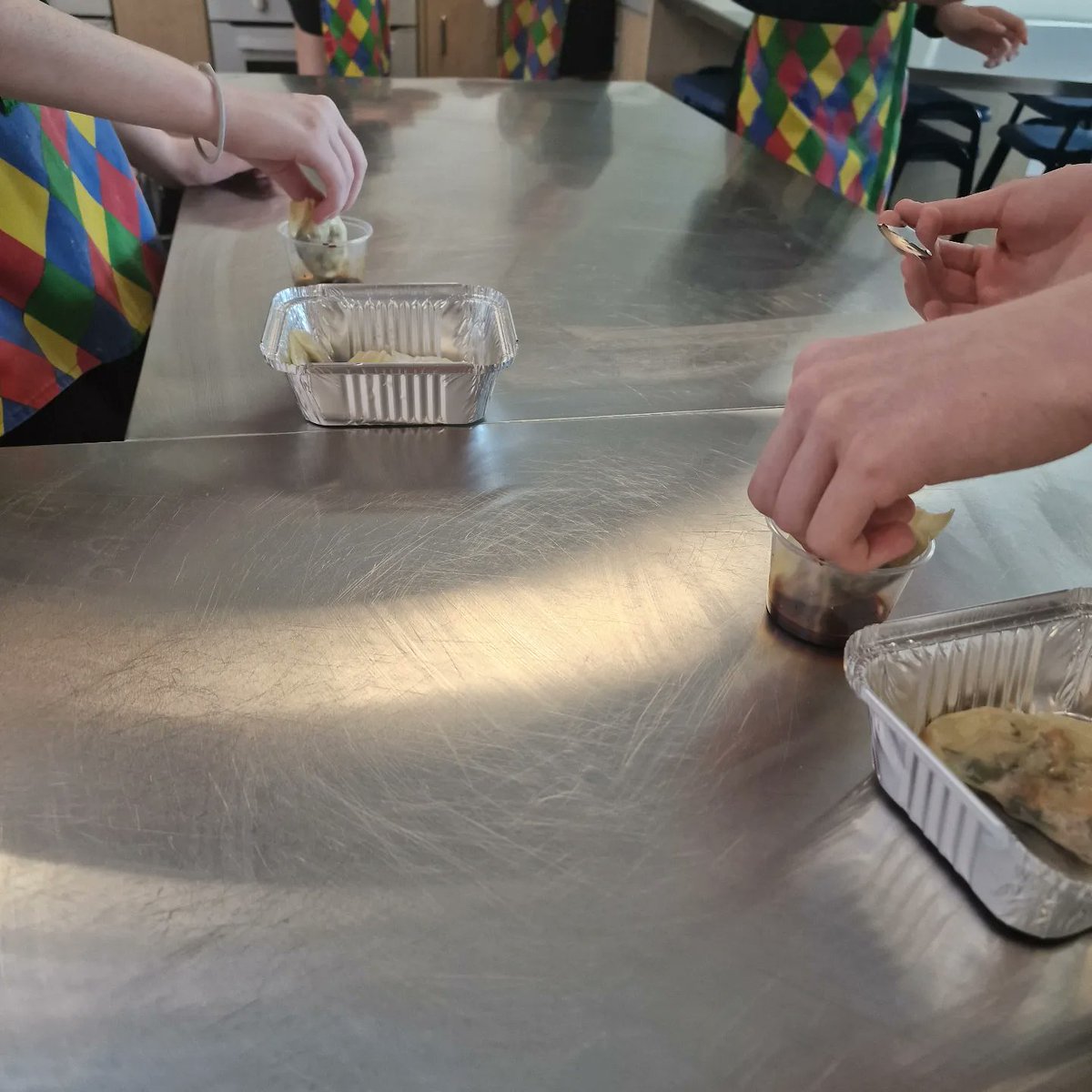 FoodGaa's tweet photo. Year ten today making Momo's (a type of dumpling) with a chilli and soy dipping sauce. Everyone tried it and some were shocked how delicious they were 😊 Great work Y10 @GAAshton_news https://t.co/rXIeALRZHB