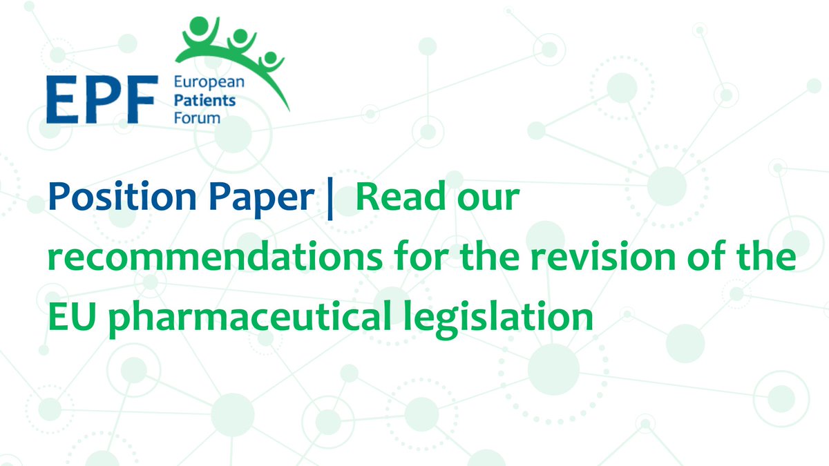 eupatientsforum's tweet photo. The @EU_Commission proposed a revision of the #PharmaceuticalLegislation.

Read our recommendations to pave the way for a more patient-centric regulatory framework in the EU: https://t.co/LFOkmz5Iwn 

#EPF4Patients #ItsAboutPatients #PatientsFirst https://t.co/AjT8oy9ZDl