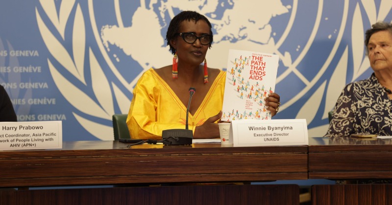 UNAIDS's tweet photo. Our new report ‘The Path that Ends AIDS' released today shows that there is a clear path to #endAIDSby2030. This path will also help prepare for &amp; tackle future pandemics and advance progress towards achieving the #GlobalGoals