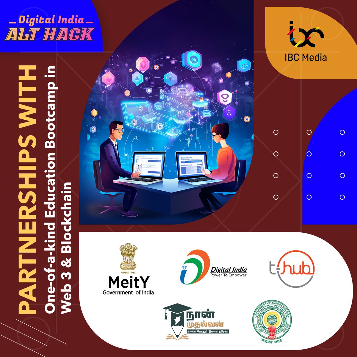 IBCMedia_'s tweet photo. Become a Web3 developer! #IBCDigitalIndiaAltHack

✅8 day, full-cycle Web3 edu bootcamp
✅Certificates, grants, Web3 careers
✅Deep-dive technical sessions
✅3 Winning teams for Best Ideas,Education, Training &amp; Guided Building 

Watch our 4 success stories https://t.co/SP6icaXOqR https://t.co/N3kakW0zZ8