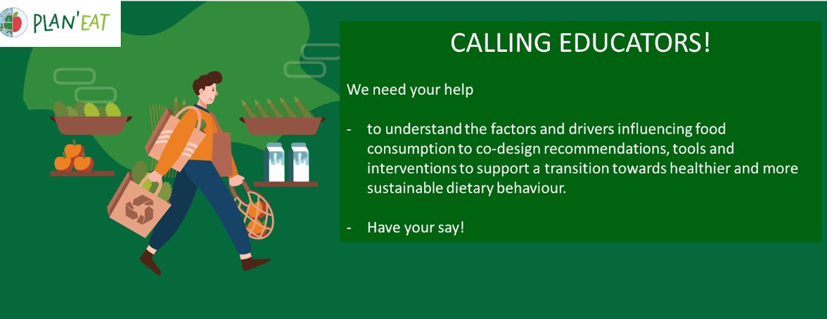 Calling School Principals in Ireland! - Share your thoughts on healthy, sustainable diets in the educational setting! Click here for survey forms.gle/EY6ZNthUfxtXS4…
<a href="/PlanEat_eu/">Plan'Eat</a> <a href="/AifricOSullivan/">Aifric O'Sullivan</a> <a href="/ucdagfood/">UCD School Ag & Food</a> <a href="/UCD_Research/">UCD Research</a> @ucdfoodandhealth
<a href="/TeachingCouncil/">Teaching Council</a>