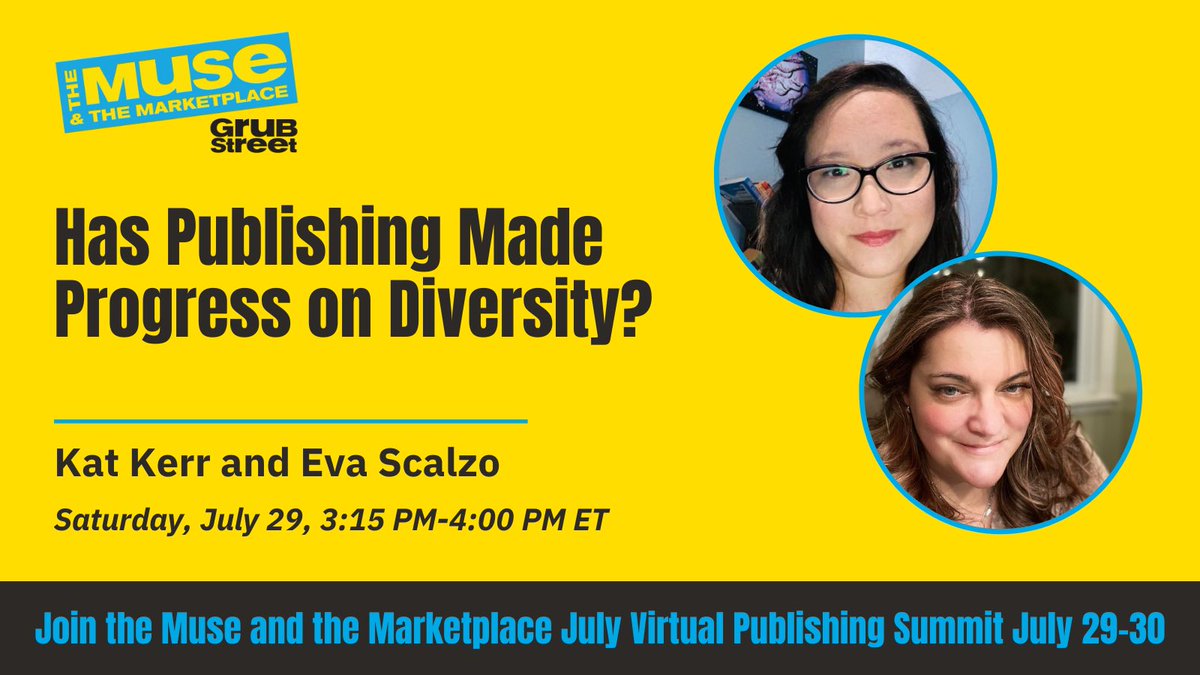evascalzo's tweet photo. Looking forward to chatting about diversity and publishing with @thekatsmews at the #JulyMuse brought to you by @GrubWriters! I’m also heading up an AMA with @JoseAraguz for Latine writers and can’t wait to see your questions! Pregúntame lo que sea! https://t.co/8Bhr9TeRqC