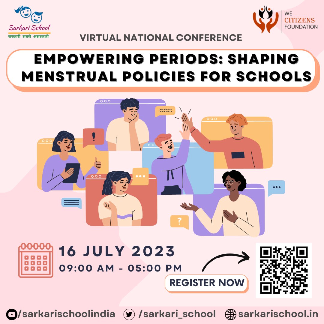 school_sarkari's tweet photo. 4 Govt school teachers, 
25 grassroots activists, public policy enthusiasts, 
21 youth speakers

Do join us to listen to them in our National Conference on "Empowering Periods: Shaping Menstrual Policies for Schools"

🔗 For details and registration,visit: https://t.co/8rhDiJezLh https://t.co/nRwN2Liu49