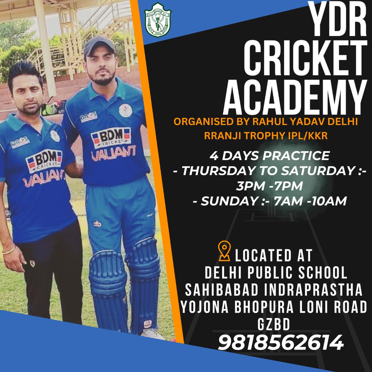 Join YDR cricket academy organised by Rahul Yadav NOW!

#join #YDRcricketacademy #IPL #KKR #player #Rahulyadav #dpssahibabad #students #kids #sahibabad #ghaziabad #bestschool #cbseaffiliated