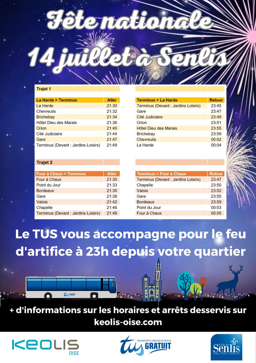 keolisoise's tweet photo. 🎉Feu d'artifice du 14 juillet 🎉

Venez regarder le feu d'artifice du 14 juillet dès 23h sur le Parking d'Intermarché ce vendredi !

Cette année, pas besoin de se soucier du stationnement ! Le TUS vous y emmène depuis votre quartier

#villedesenlis #tus #keolisoise #mobilite https://t.co/nPQtCJtIhi