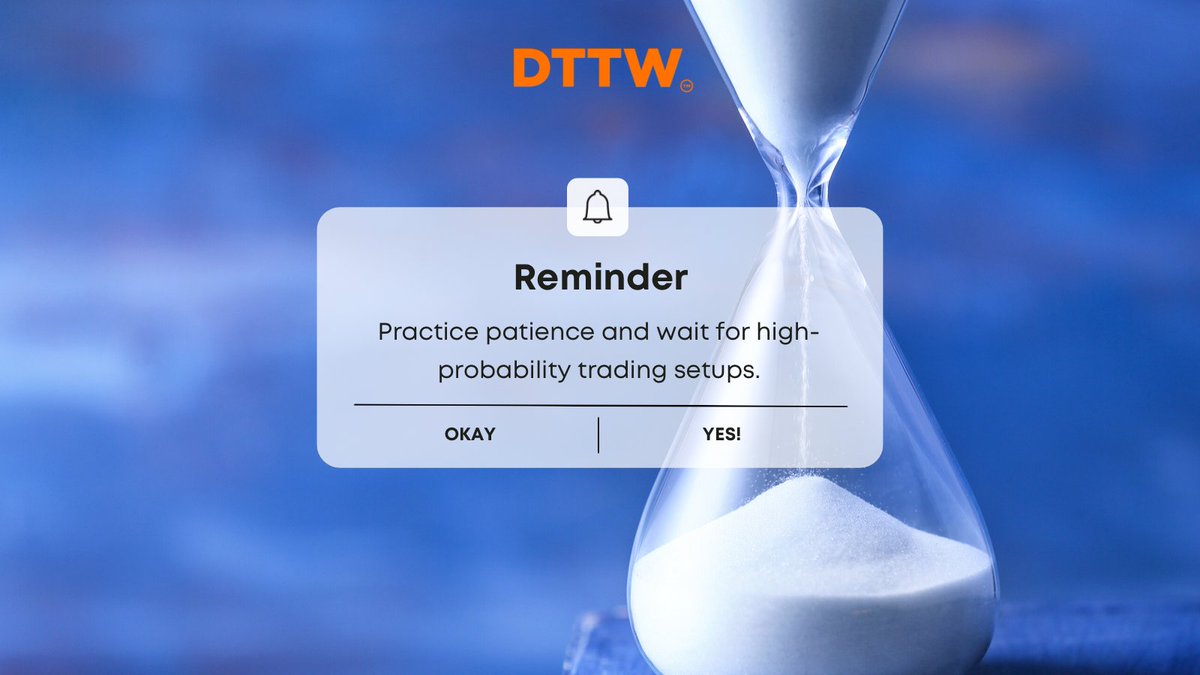 realtradingprop's tweet image. 📈 Reminder: Patience pays off in trading. Wait for high-probability setups, don't rush. Analyze, strategize, strike when the odds are in your favor. Precision and timing breed success in the markets. Stay patient, trade wisely, and reap the rewards. #HighProbabilitySetups