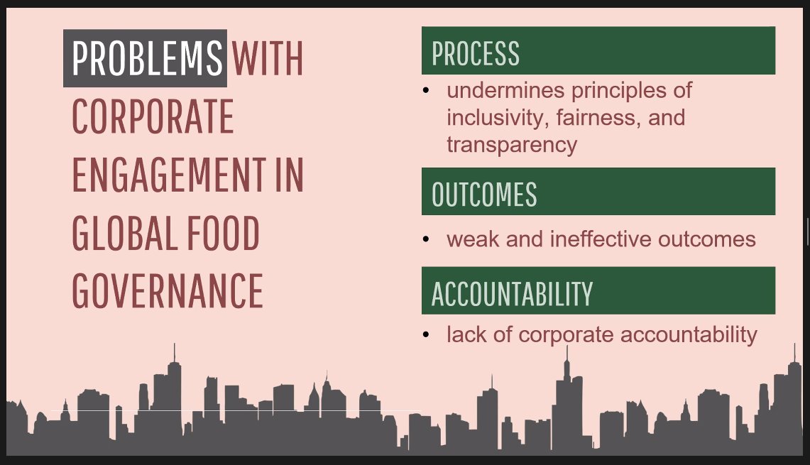 ANH_Academy's tweet photo. "Prioritising stakeholders over rights holders"

Corporate participation in #foodsystem governance 🟰 problems for process, outcomes &amp; accountability

Principles for action:

⛔️Limit influence
🙌🏿Democratise decision making
📢Build grassroots counter power 

@JennClapp @IPESfood https://t.co/jQ25OGHNR6